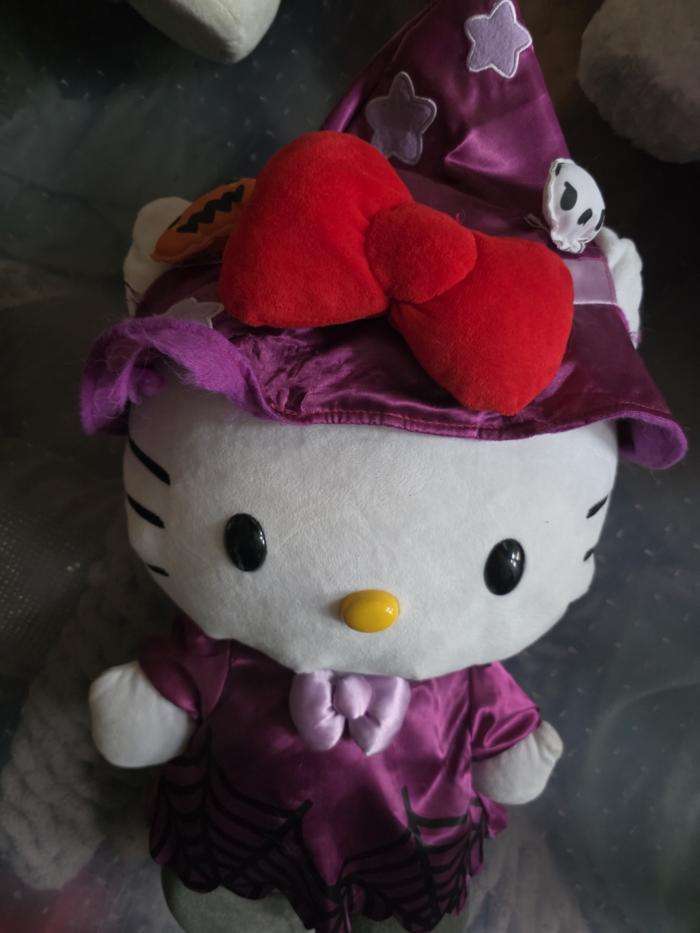 Hello Kitty Purple Witch Plush Toy with Red Bow